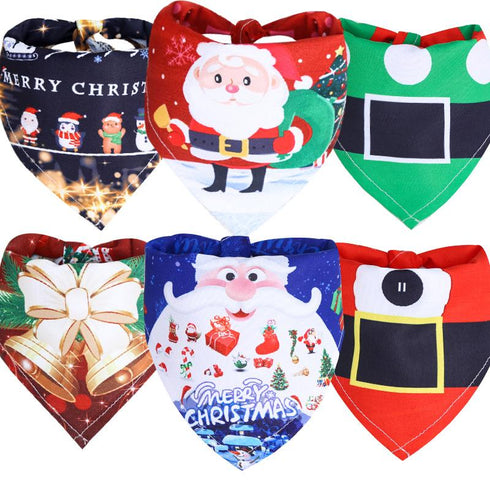 Small, medium and large dog dog cat triangle saliva towel Christmas decorative scarf